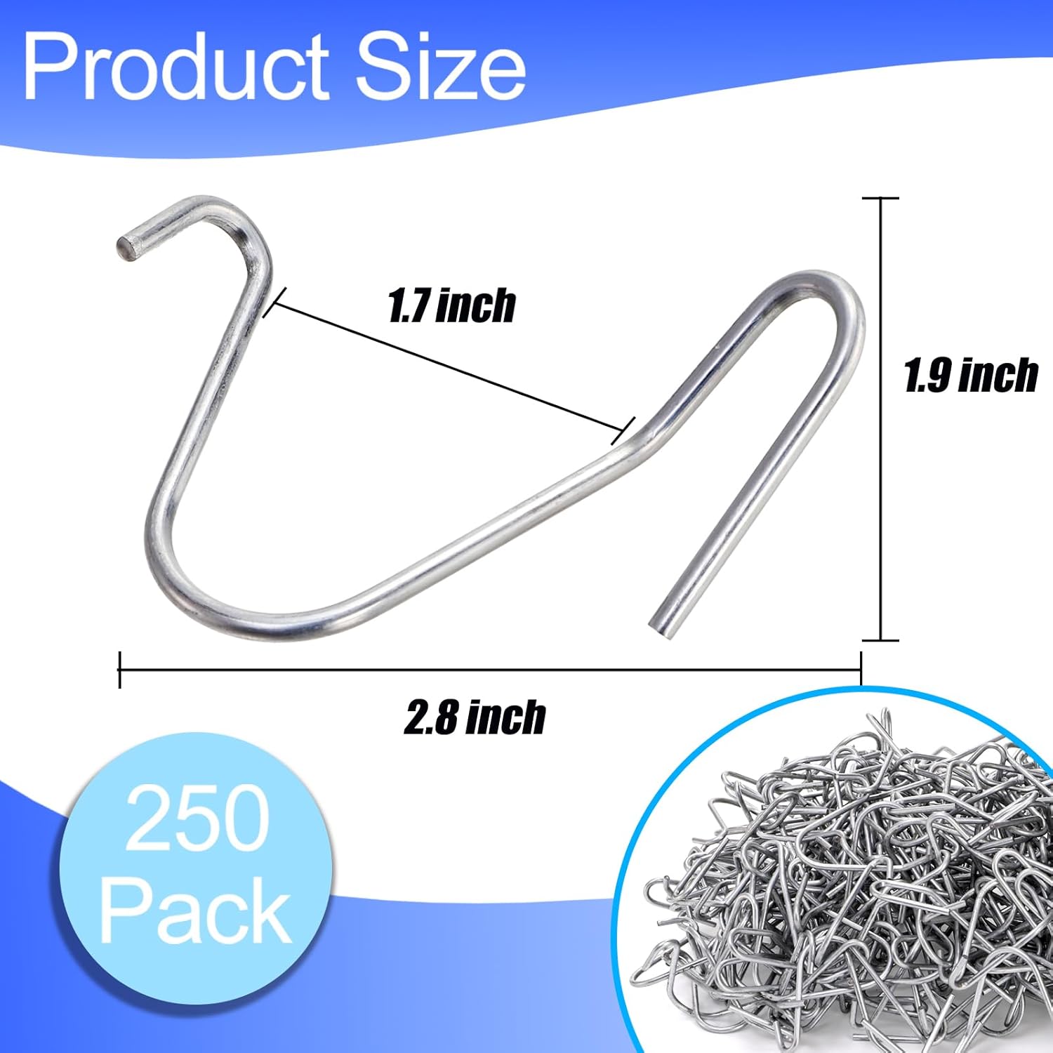 ZENFUN 250 Pcs T-Post Wire Clip Galvanized Steel Fence Clips, Convenient Pre-Cut Wire Ties, Rust Resistant T Post Fence Clips for Securing Wire Garden Farm Highway Sport Fences